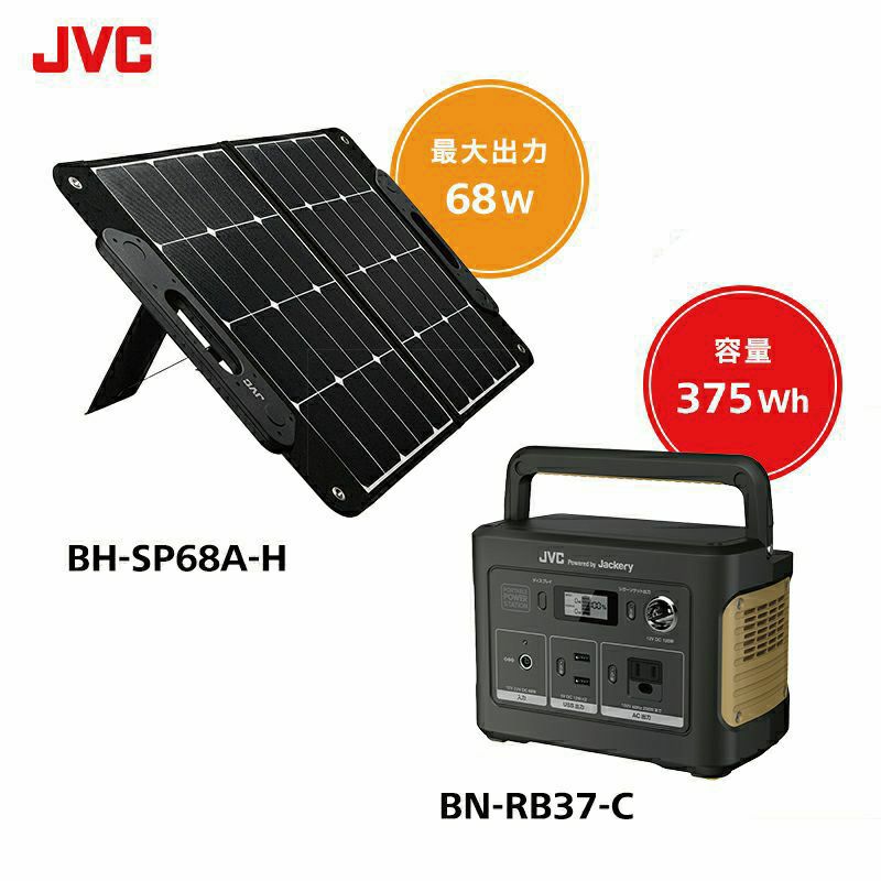 ポータブル電源【半年延長保証対象】（375Wh）と ソーラーパネル（68W 